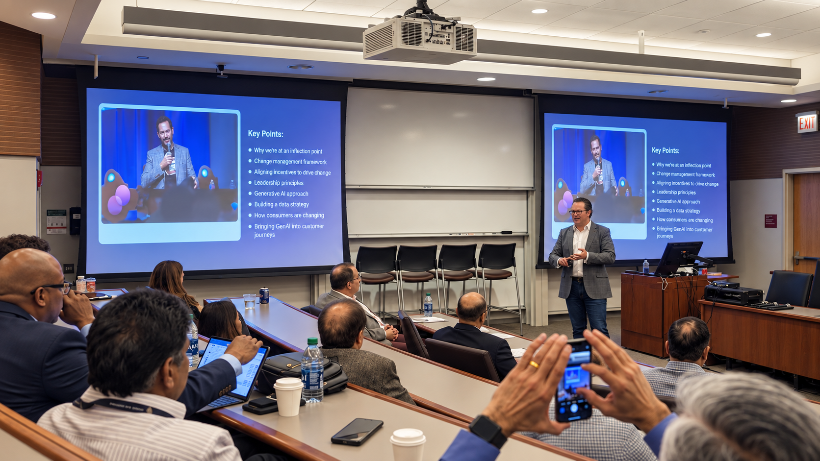Mark Tack leading a training workshop with a live audience